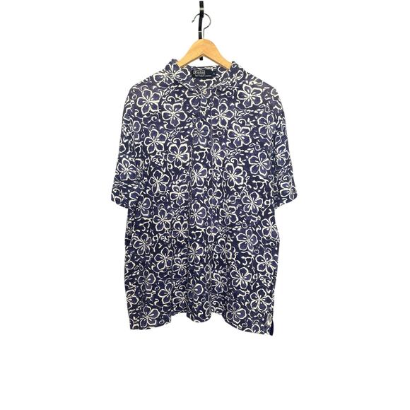 Polo Ralph Lauren Men’s Navy Hawaiian Floral Polo Golf Shirt Size XL EUC - Picture 1 of 5